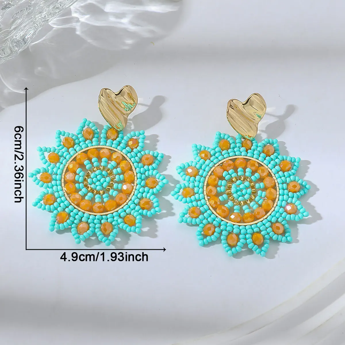 Boho Trendy Irregular Heart Sunflower Seed Beads Drop Earrings for Women Elegant Handmade Multicolor Earrings Fashion Jewelry