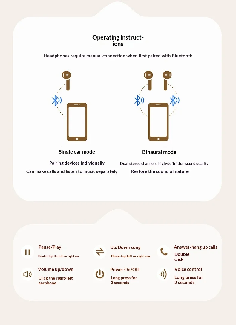 Wireless Noise Canceling Bluetooth Earphones With Mic For Sports_voghion.com
