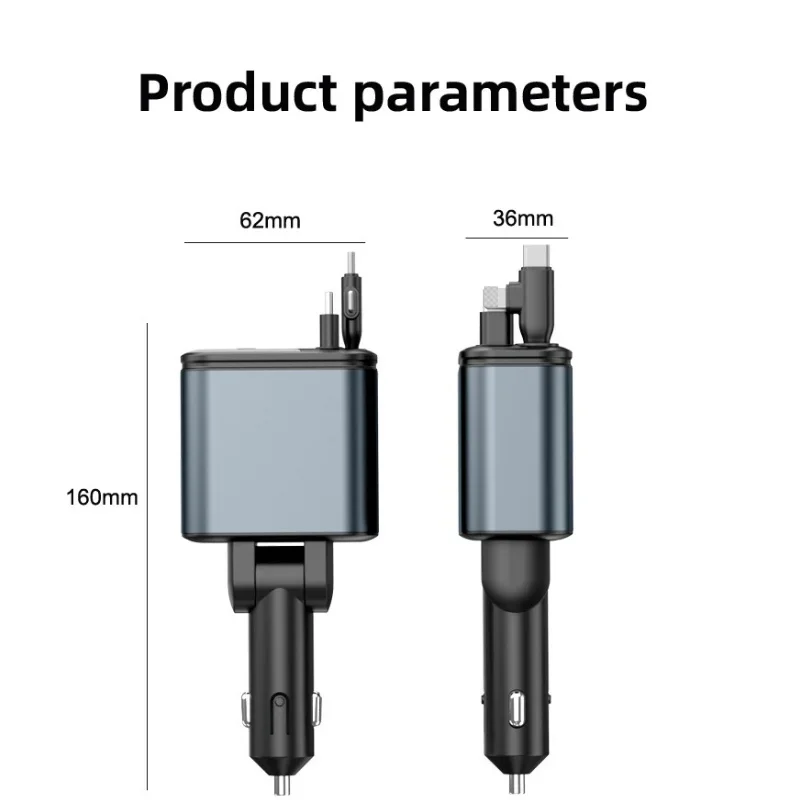 180W IN Retractable Car Charger USB C Cable For Huawei