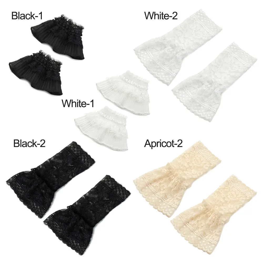 1Pair Sun Protection Arm Cover Sweater Decorative Scar Cover Lace Cuffs Fake Sleeve Detachable Sleeve Cuffs Ruffles Elbow Sleeve