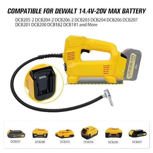 For Dewalt 18V 20V Battery Electric Air Pump Cordless Air Inflator Air  Compressor with LED Light for Tire Pumping Ball Inflation - AliExpress