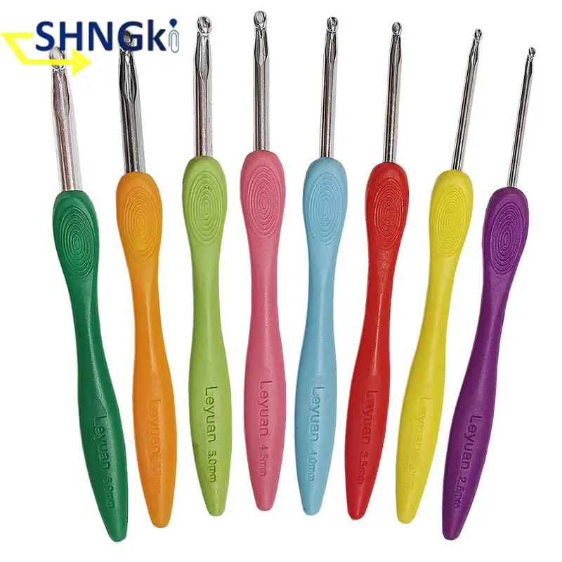 

8pcs/set Crochet Hook 2.5-6.0mm Aluminum Crochet Needles With Colorful Soft Rubber Grip Cushioned Handles Knitting Needles