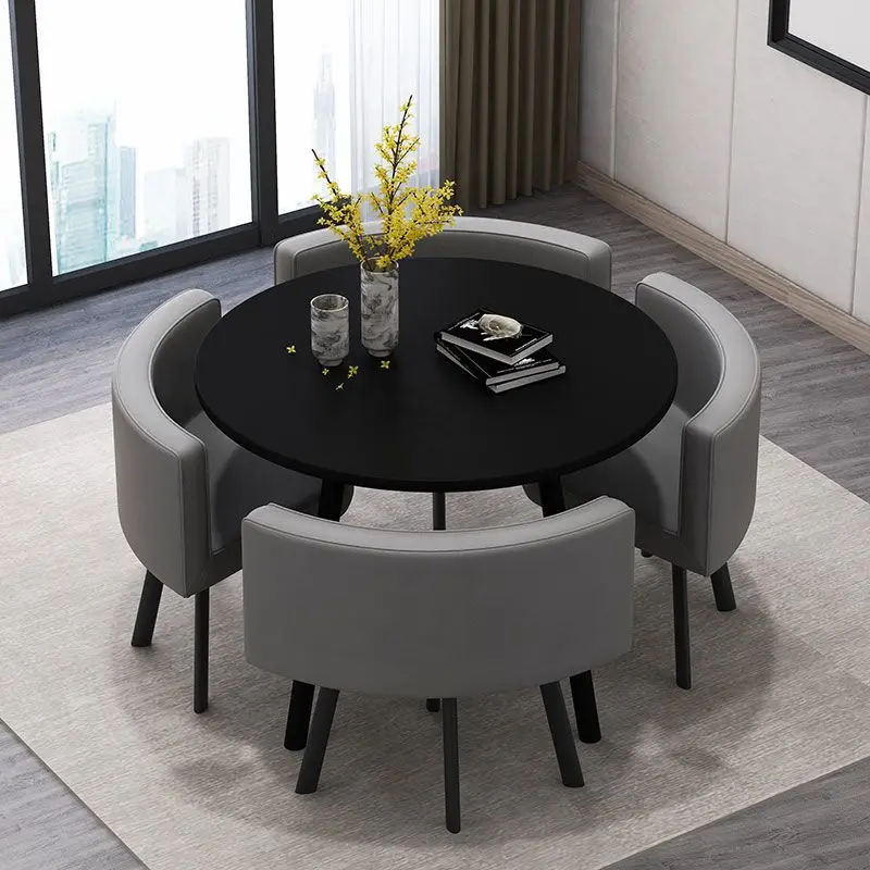 Household Circular Office Desk Reception Combination Negotiation Store Dining Office Desk Bureau Meuble Working Equipment QF50OD solid wood conference table acrylic suspended dining table log large board table office staff dining reception negotiation