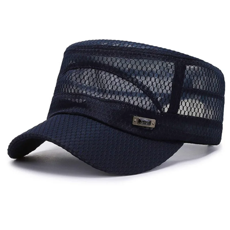 Adjustable Baseball Cap Cadet Army Man Breathable Trucker Caps Summer Men's Summer Hat Mesh Military Caps Flat Top Snapback outdoor hiking hat