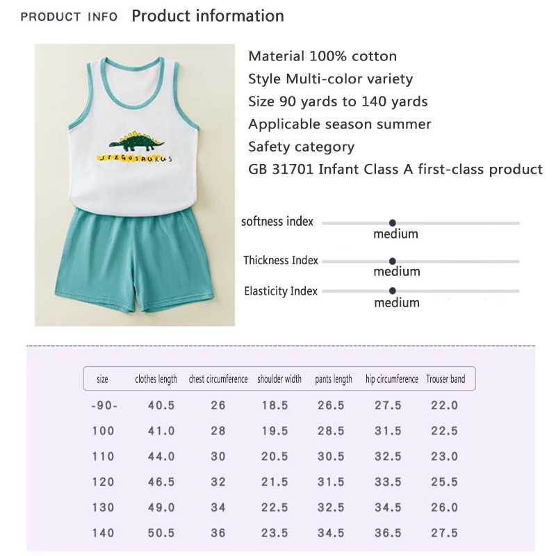 sleepwear for kids Boys Girl Clothing Baby Suit Fashionable Vest Set Crew Neck Cotton Pajamas Two Piece   For The Season: Summer 3~8 Years Old angel baby sleepwear