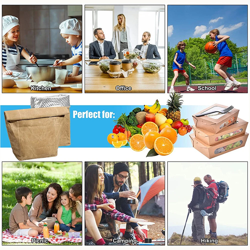 Waterproof Stainproof Reusable Aluminum Foil Ice Bag Lunch Warmer Outdoor 8A Oil Wax Canvas