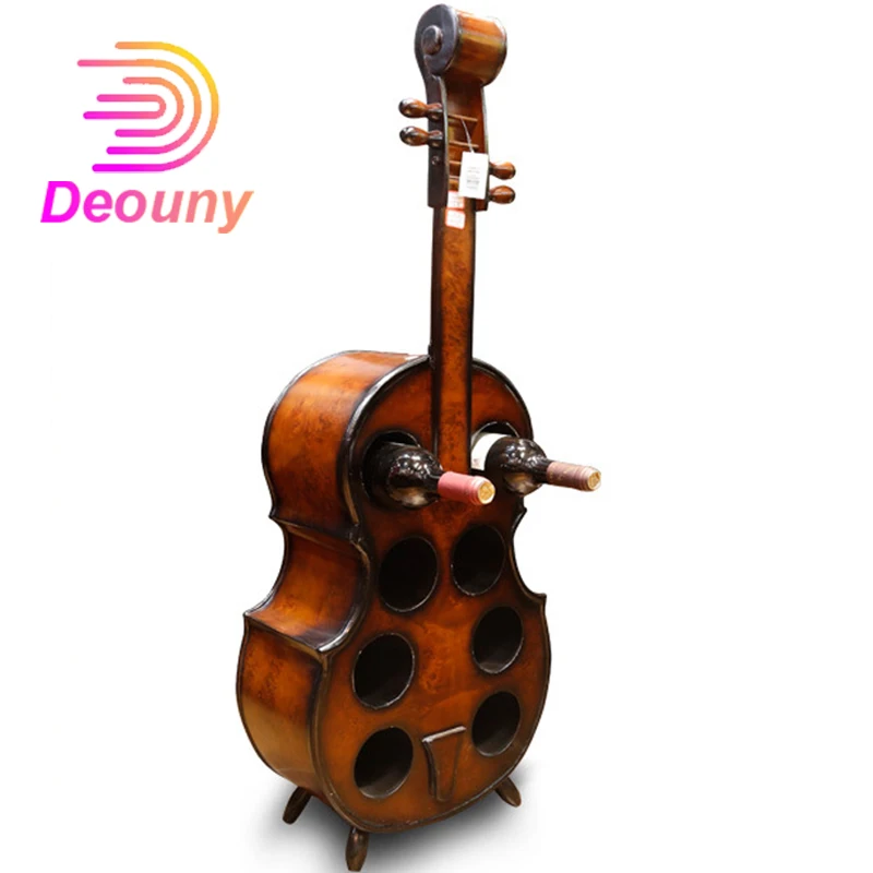 Deouny Legno Violoncello Vino Bancone Mobili Portabottiglie Grande Portabottiglie Di Vino Fatto A Mano Violoncello Decorazione Retrò