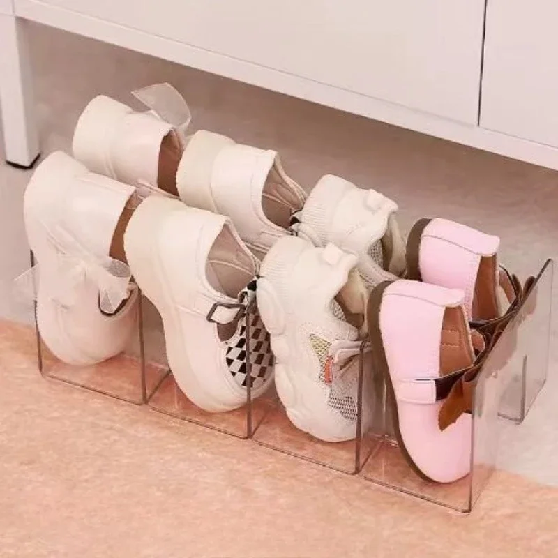 Hot 1PC Acrylic Children'S Shoe Organizer, 4-Compartment Transparent Shoe Rack,Baby Shoe Storage Shelf, for Various Room Types