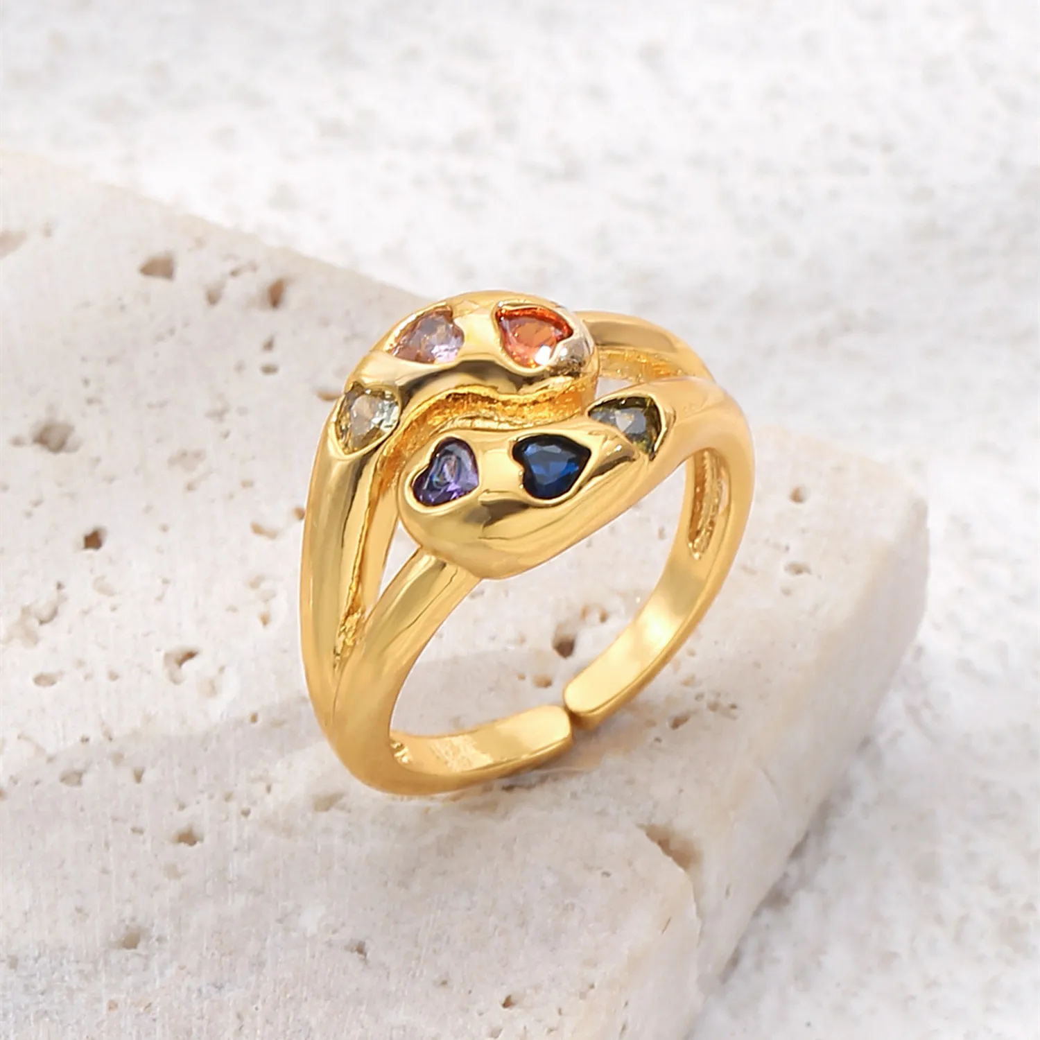2021 INS Color Rainbow Fashion Rings For Women Finger Jewelry Clear CZ Colorful Neon Enamel Open Adjusted Dome Ring