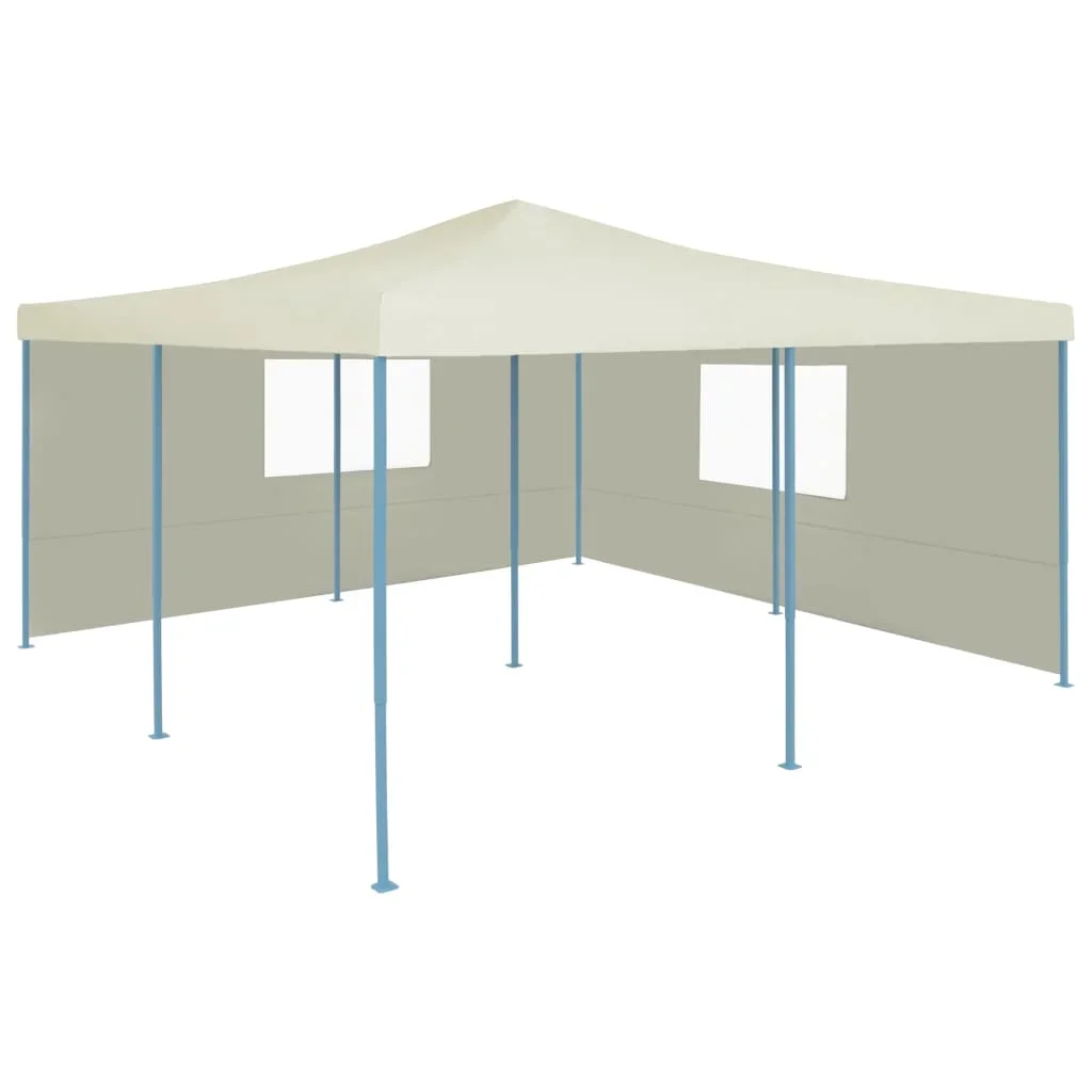 Gazebo Pieghevole Con 2 Pareti 5X5 M Forniture Da Giardino Crema, Baldacchino, Forniture Per Esterni, Tenda Da Sole, Ombrellone, Isolamento Termico E 