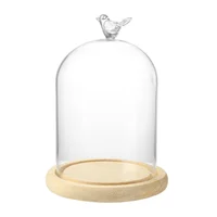 Valentines Day Gift Preserved Flower Glass Covered Dome with Bird Handle Wooden Base Valentines Day Mothers Day Gifts For Women 1