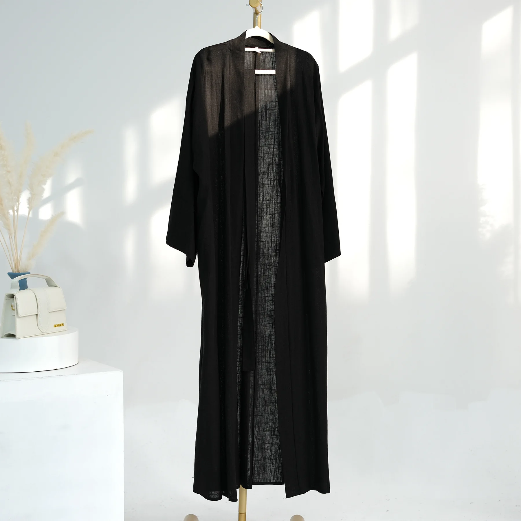 

Eid Ramadan Muslim Women Cotton Linen Open Abaya Kimono Long Maxi Dress Turkey Dubai Islamic Arab Robe Cardigan Jalabiya Caftan