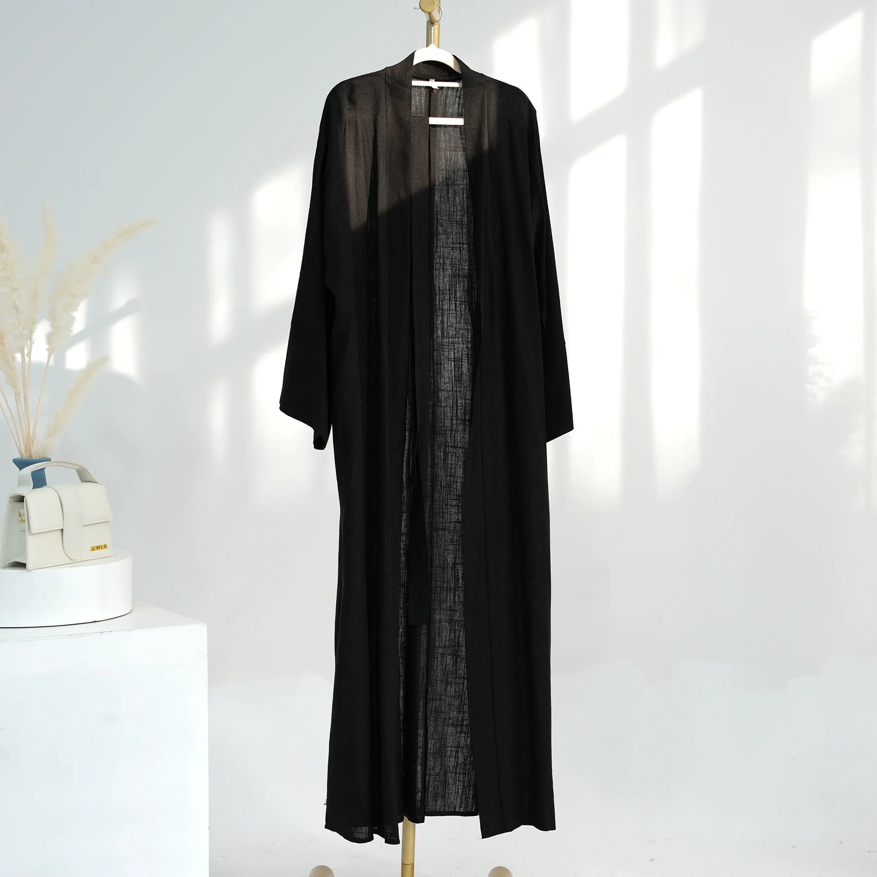Casual Open Kimono Abaya For Muslim Women Embroidery Long Sleeve