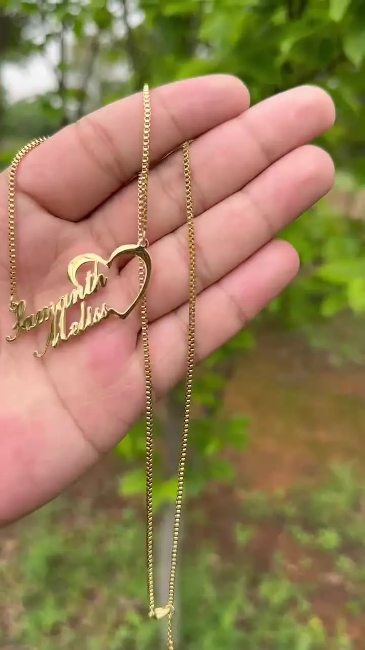 Heart Locket Gold With Name Heart Necklace With Names Engraved