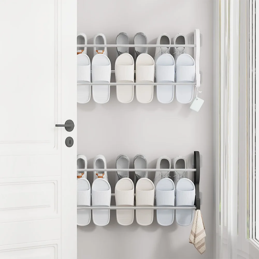 Over The Door Shoe Rack Adhesive Shoe Organizer Wall Mounted S-Shape Front Door Slipper Rack Bathroom Multifunctional Shelf shoe rack,shoe organizer,shoe cabinet