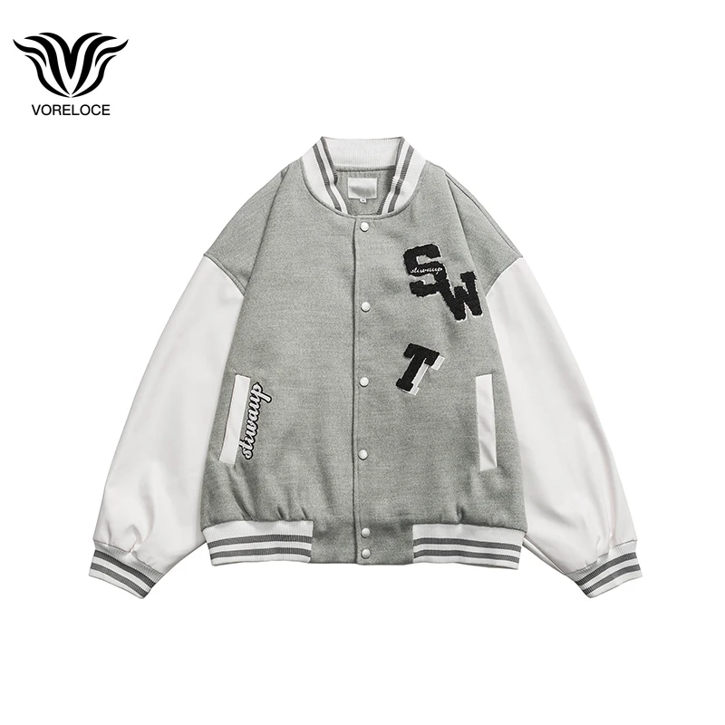

2022 autumn brand new ins classic stitching embroidered baseball collar loose jacket hip-hop high street men's women's y2k coat
