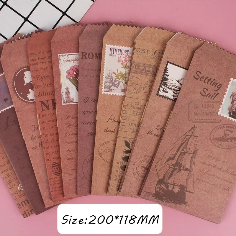 Nostalgic wallets Envelopes Vintage cowhide Fruit vegetable envelope Child Printing Romantic Cartoon Pattern Paper 20*12CM 20Pcs kraft paper envelopes mailing envelopes