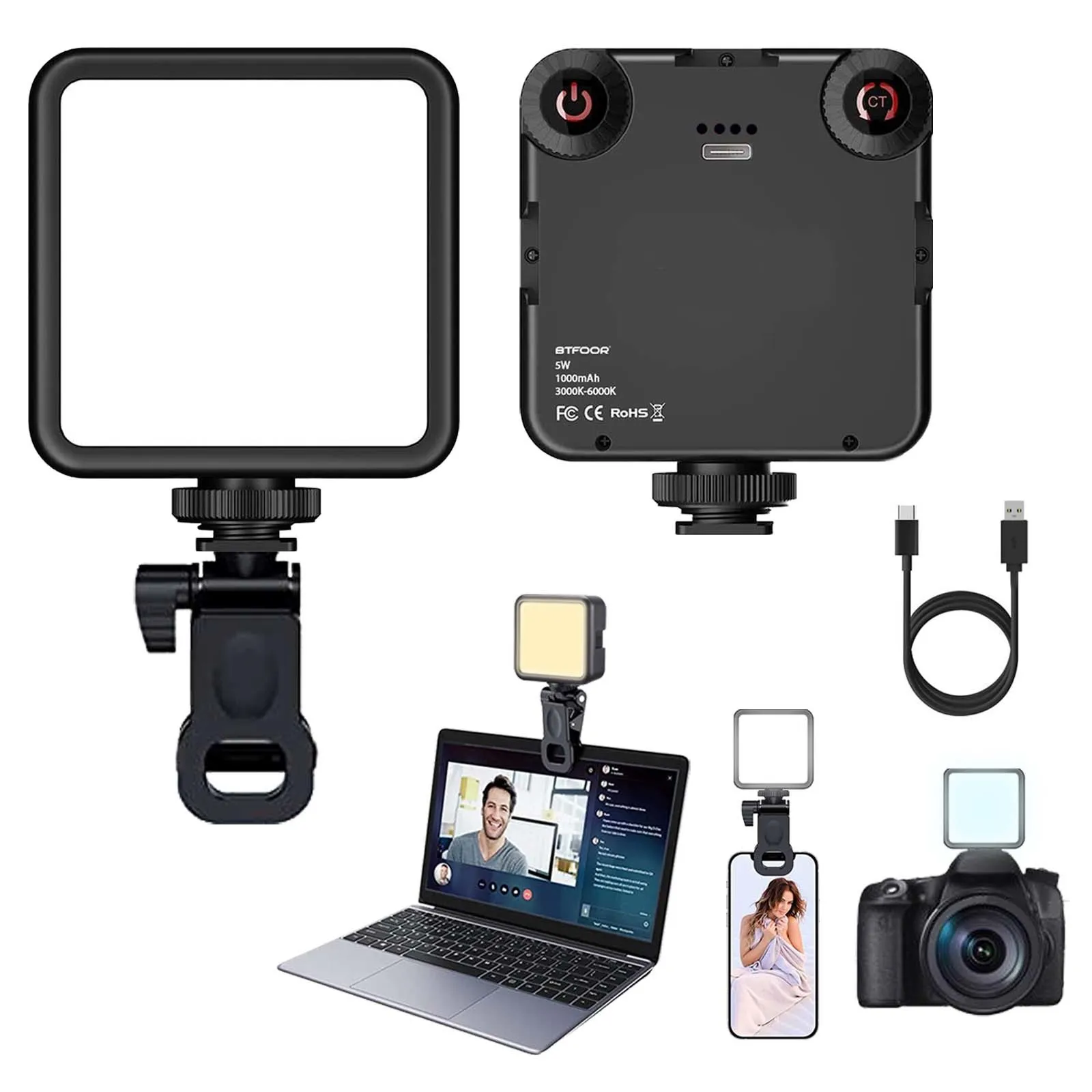 LED Clip Video Light Portable Photography On-Camera 3000K-6000K Bi-Color Lighting Cold Shoe For DSLR Camera Camcorder Gopro Vlog