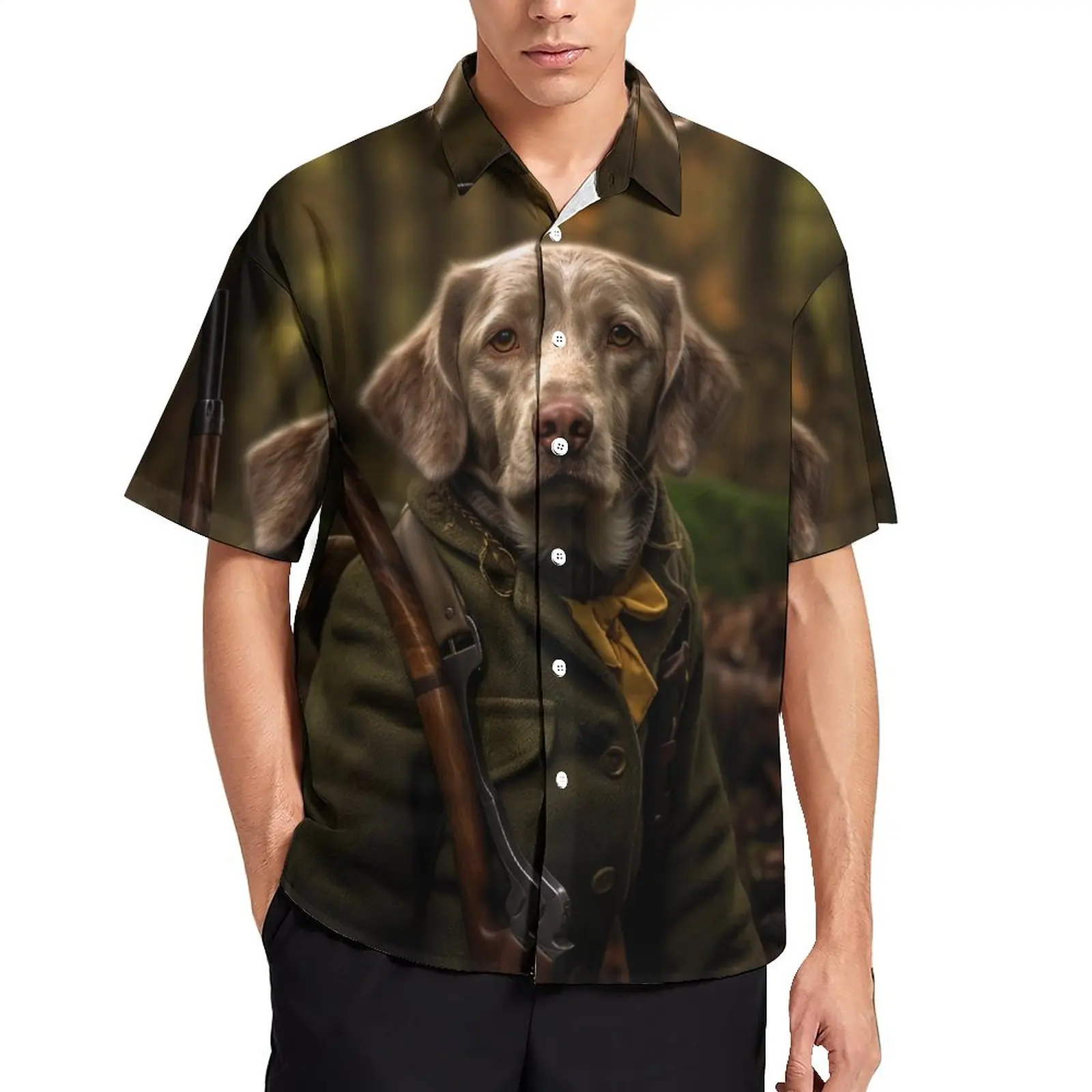 

Dog Casual Shirts Hunting Animal Vacation Shirt Hawaiian Streetwear Blouses Men Graphic Plus Size 3XL 4XL