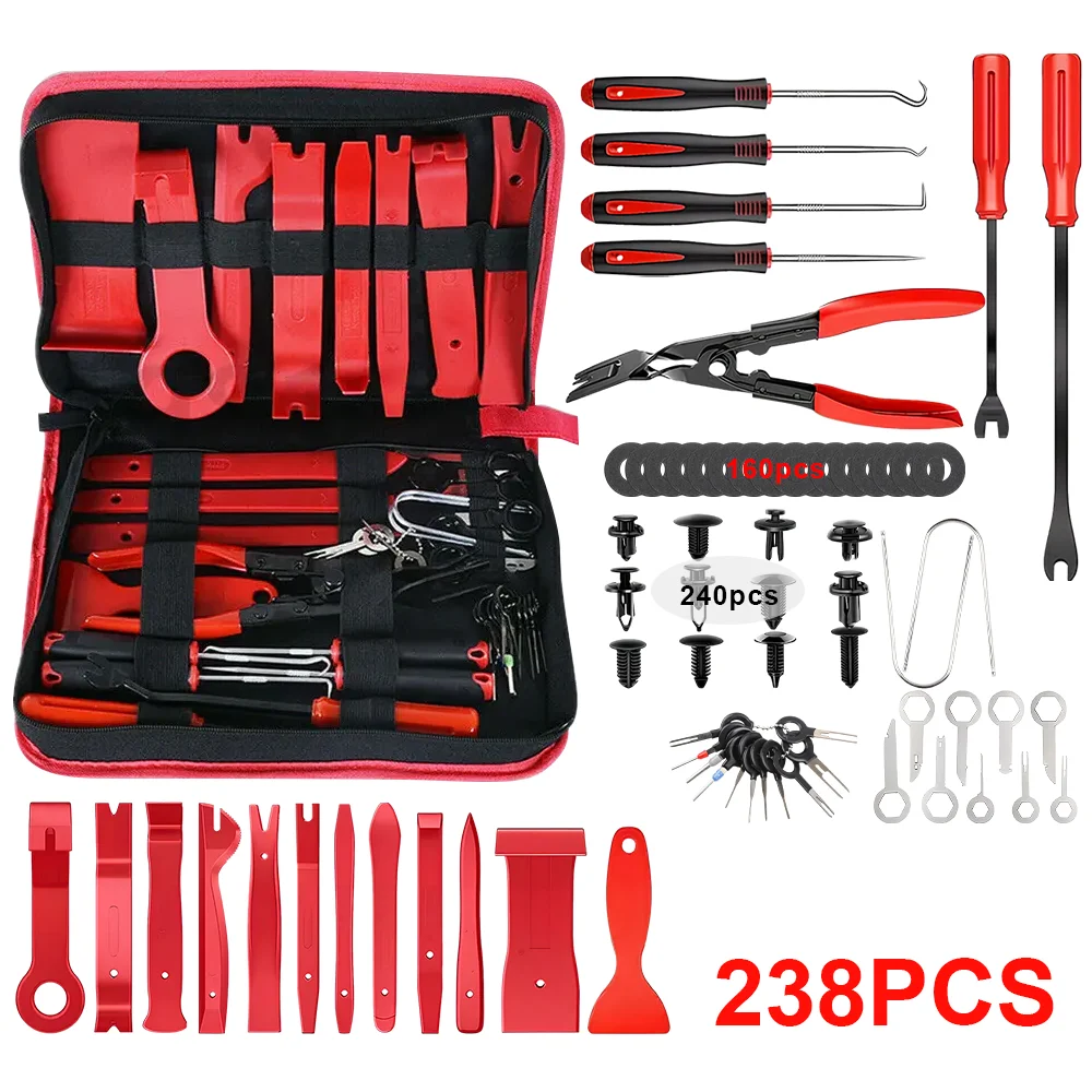 19-teiliges/158-teiliges/238-teiliges Auto-Verkleidungs-Demontagewerkzeug-Set, Auto-Audio-Reparatur, Kunststoff-Hebelwerkzeug, Schraubendreher, DIY-Autopanel-Demontage – Detail 3