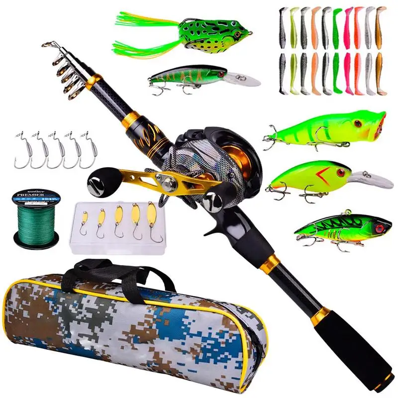 Telescopic Fishing Pole Spinning Reels Portable Outdoor Fishing Rod Set  Fishing Gear With Fishing Carrier Bag Fishing Lures - AliExpress