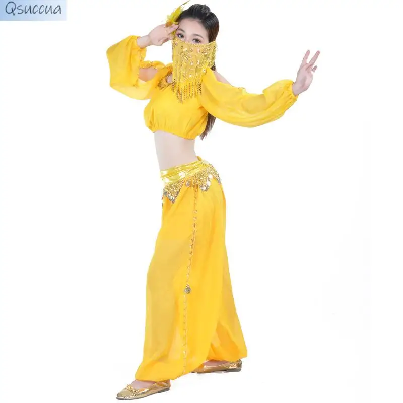 

Belly Dance Suit Lantern Long-Sleeved Ring Bloomers Practice Festival Activities Indian Dance Performance Clothes