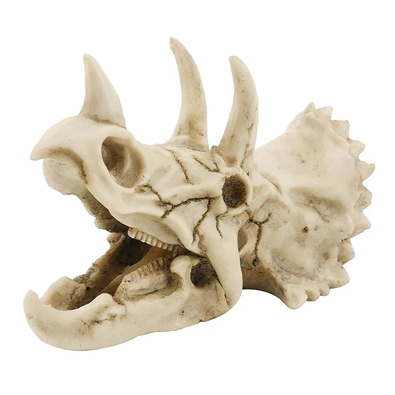 

Resin Triceratops Skull Skeleton Head Decoration Aquarium Dinosaur Ornaments Craft Statues Halloween Home Decoration Gift