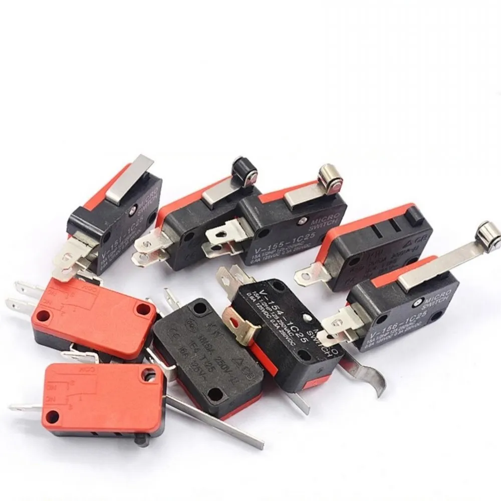 Micro Interruptor de Limite de Viagem Momentary 1no1nc Lever Roller V15 V-152 V-153 V-154 V-155 15a 250v 50 Pcs