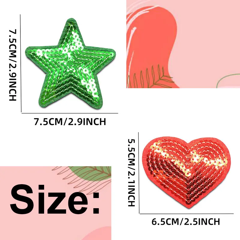 하트 스팽글 별 패치, 의류용 패치, 청바지 아플리케, DIY 장식, 28 개