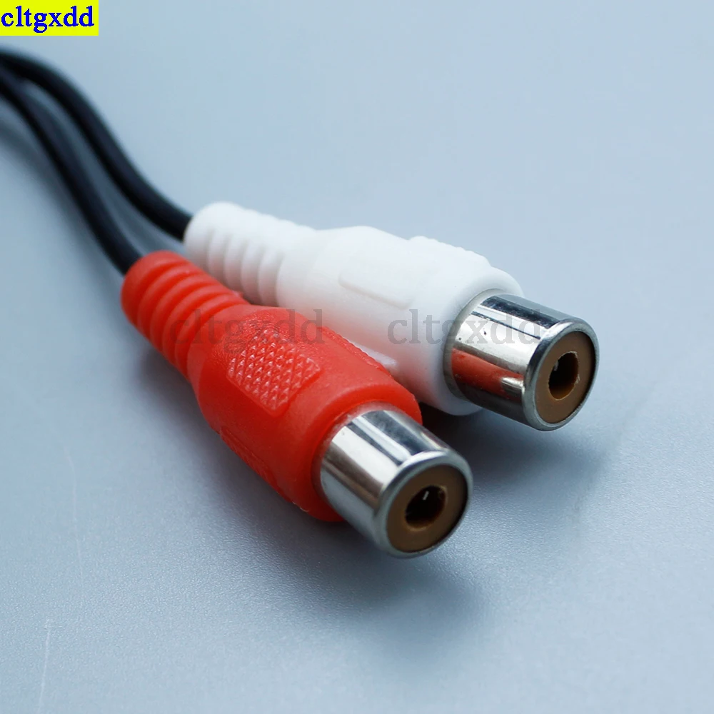 cltgxdd 1piece 3-pole 3.5mm male plug to 2 RCA female plug adapters Mini stereo audio speaker cable connector 30CM power cord
