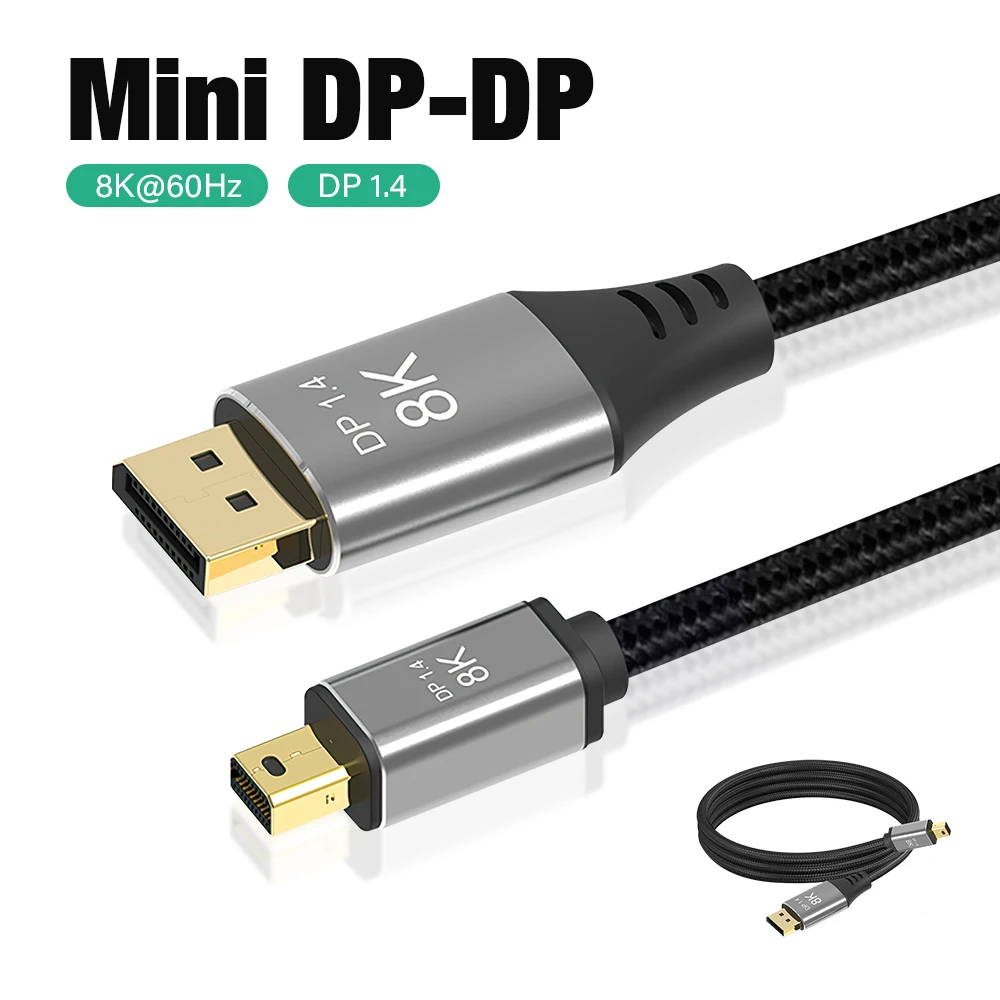 노트북 HDTV 모니터 PS4/5 용 HDR 비디오 오디오 케이블, 디스플레이 포트 1.4 케이블, 8K 미니 DP 1.4 케이블, 8K 60Hz, 4K 144Hz, 2K 165Hz