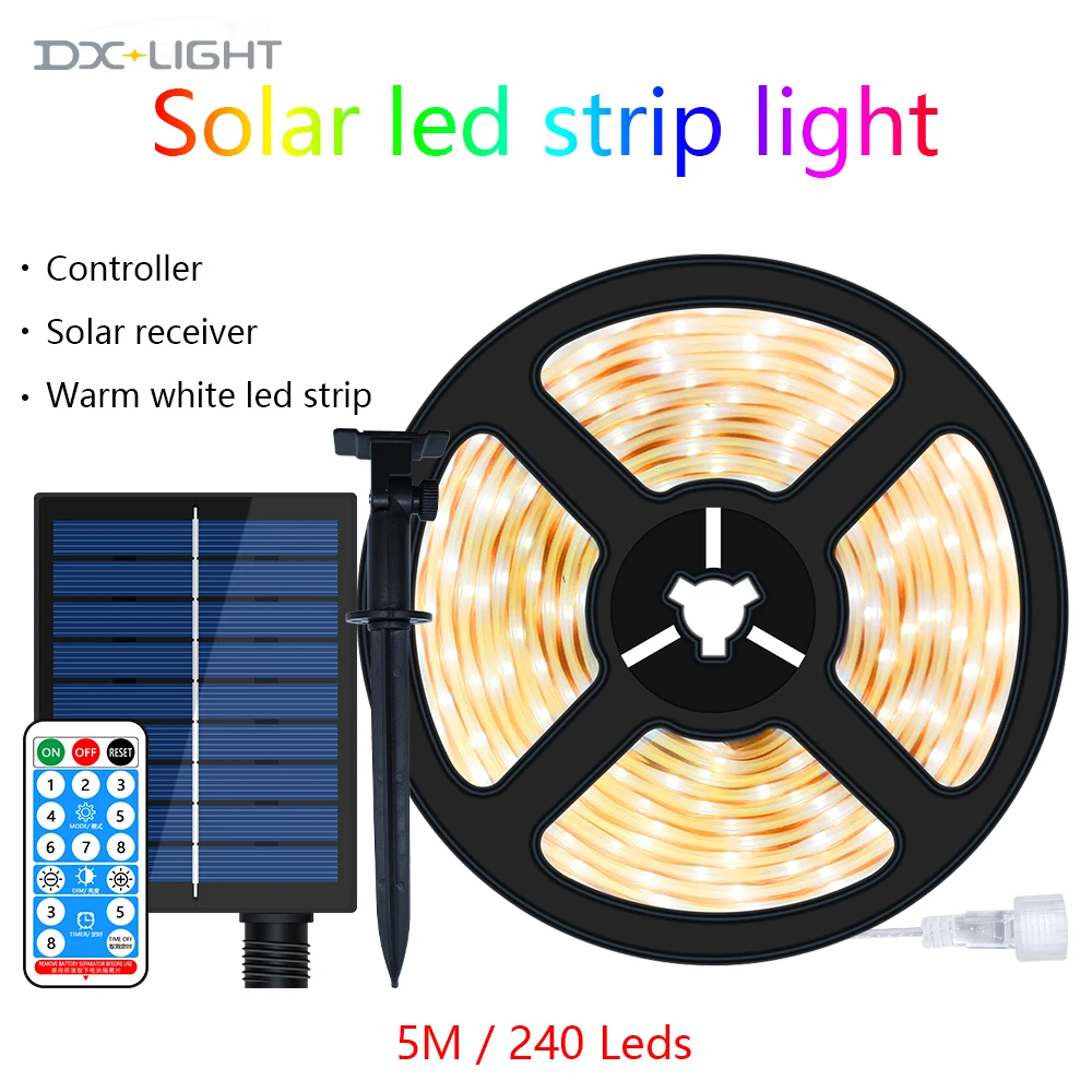 best outdoor solar lights 240led Solar LED Light Strip 5M Remote Control Solar Christmas And Winter Outdoor IP67 Waterproof Garden Lawn Strip Light string solar lights Solar Lamps