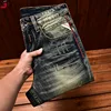 High-End Motorcycle Jeans Men's Autumn Washed-out Vintage Nostalgic Fall Slim Fit Straight Stretch Denim Long Pants 1