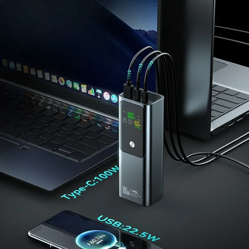 100W Two-way Super Fast Charging Large-capacity Power Bank 20000mAh Mobile Power Supply Rechargeable Notebook 2