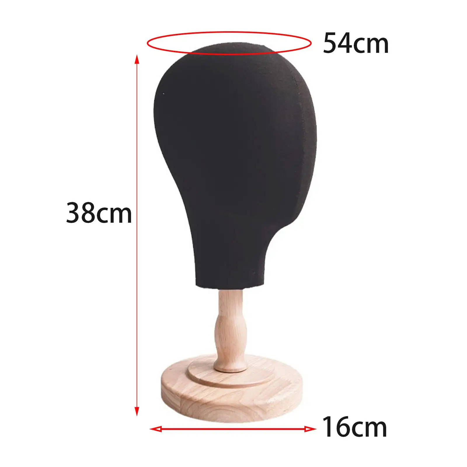 Manikin Head Insertable Pins Sturdy Hats Wig Display Stand with Wood Base Wig Head Model for Hat Jewelry Scarves Glasses Headset