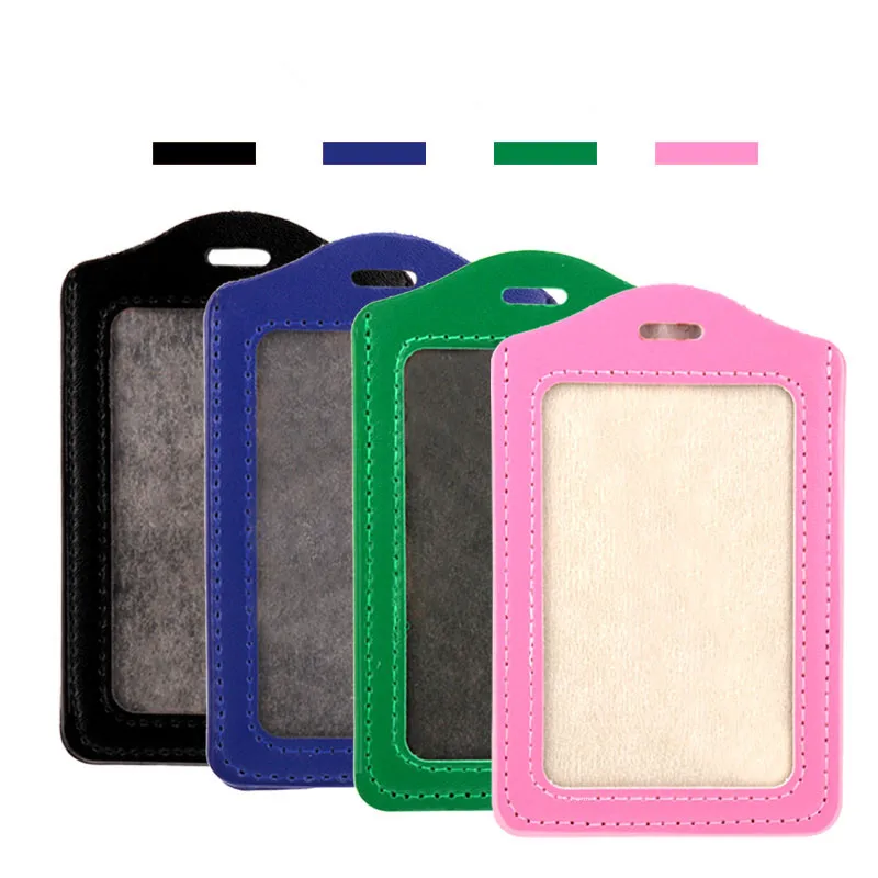 Badge Holder 616 PU Leather Material Card Sleeve Sets ID Badge Case Clear Bank Credit Card School Student Office