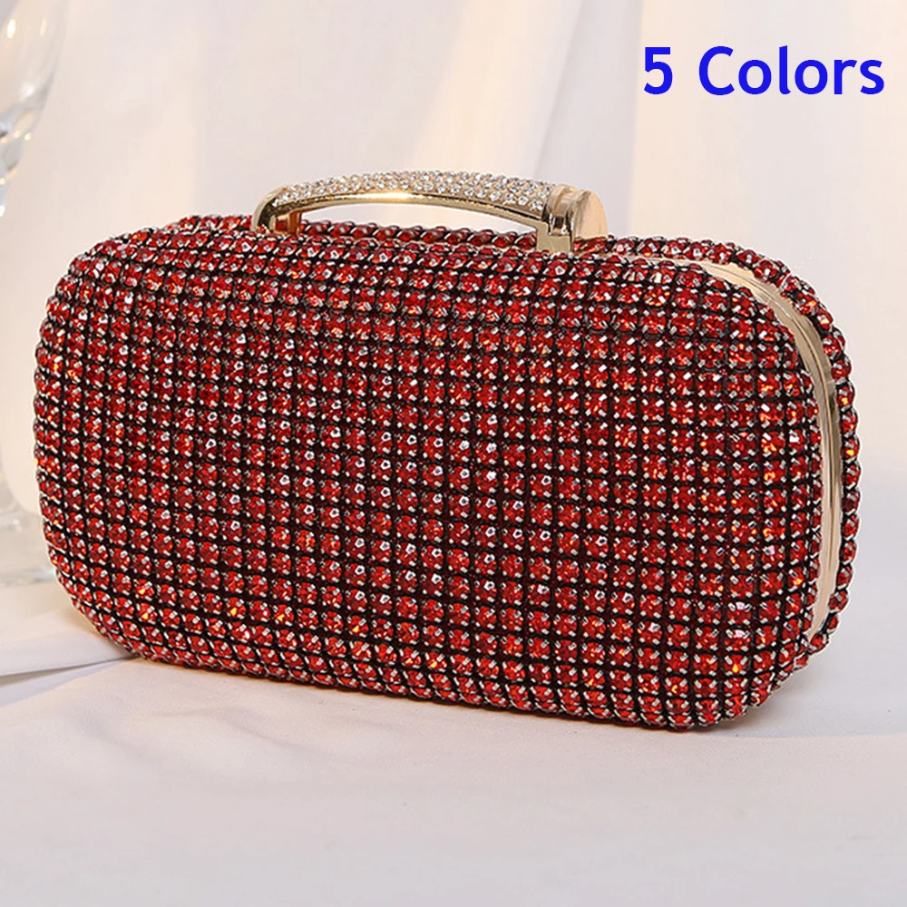 

Sparkling Blue/Gold Crystal Evening Bag For Women Diamond Handbags Silver/Red Wedding Clutch Prom Purses Dinner Rhinestone Metal
