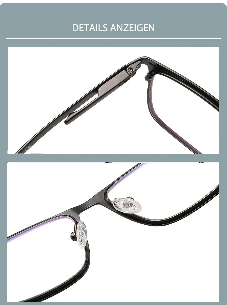 Mode Hohe Qualität Legierung Männer Brille Rahmen Optische Brillen Vollrand Business und Sportliche Komfortable UV400 – Detail 12