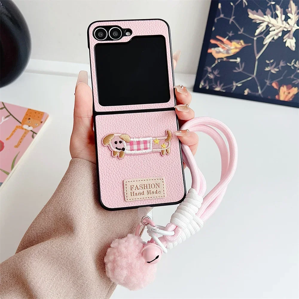 Cartoon Wrist Strap Leather Phone Case - Shockproof Protective Cover