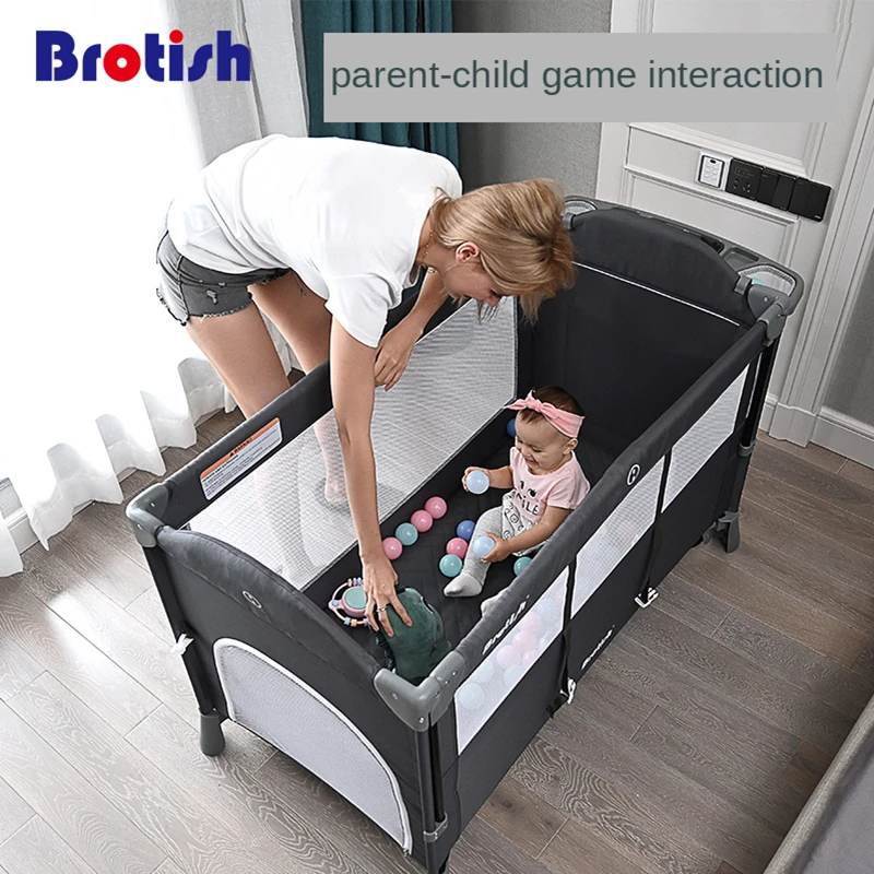 Multifunctional Baby Crib Foldable Baby Bed With Diaper Table Cradle Rocker Travel Game Bed Portable Baby Crib For 0-6 Years Old