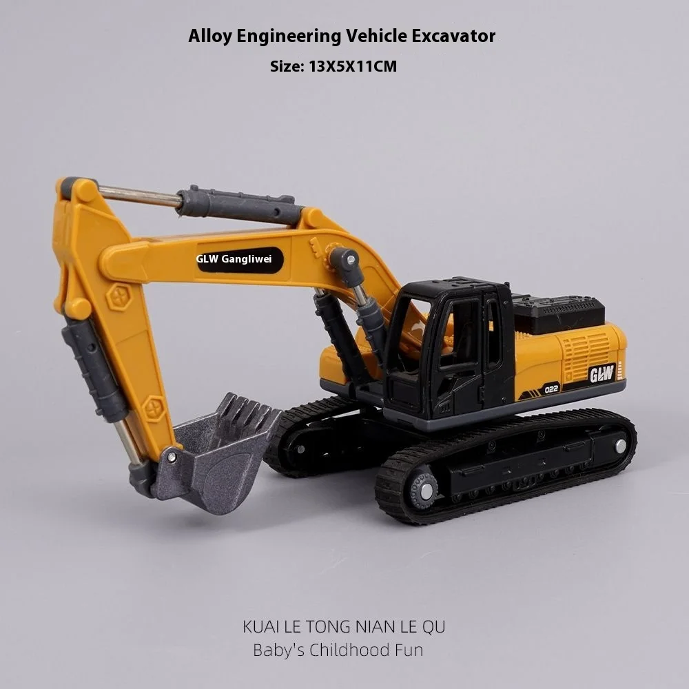 Premium Alloy Construction Vehicle Toy Set for Kids: Includes Excavator, Crane, Digger, Mixer, and Transport Truck