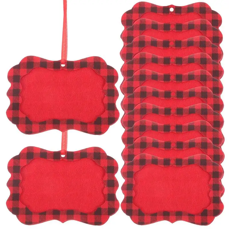 

12pcs Frame Photo Picture Ornament Christmas Pendant Tree Xmas Hanging Ornaments Diy Felt Plaid Decor Retro Keepsake Holder