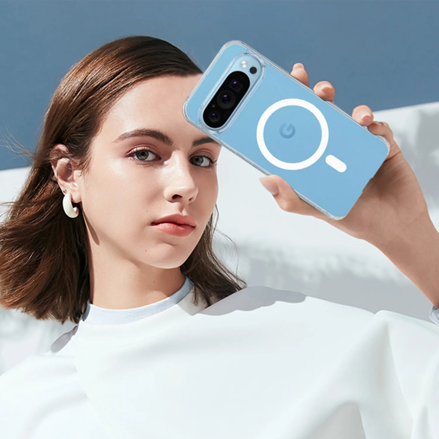 Luxury Clear Acrylic Magnetic Case with Wireless Charging and Shockproof Protection