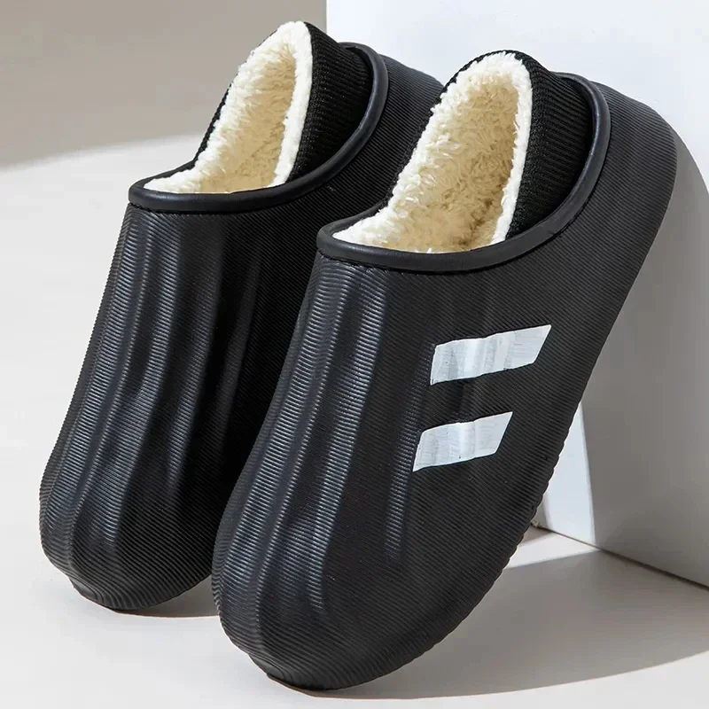 

Warrior Men'S Women Winter Slippers Thick Sole Indoor Outside Waterproof EVA Slides Home Warm Fluffy Slippers Fur Cotton Shoes