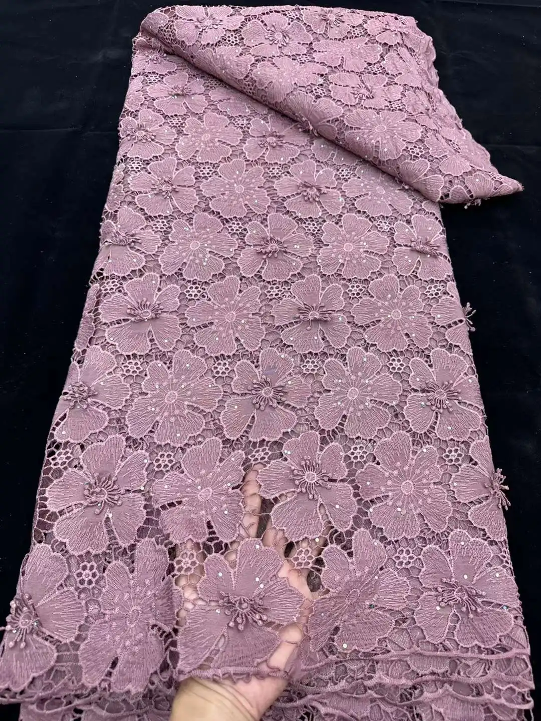 

Luxury Chiffon African Lace Fabric 2023 High Quality French Embroidery Tulle Lace With Stones For Elegant Party Dresses 5 Yards