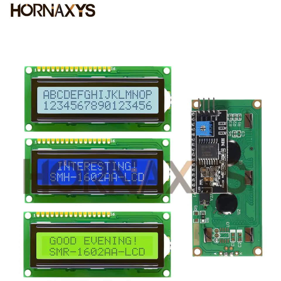 LCD1602+I2C Module Blue/ Yellow Green Screen 16x2 Character LCD Display PCF8574T PCF8574 IIC I2C Interface 5V image 1