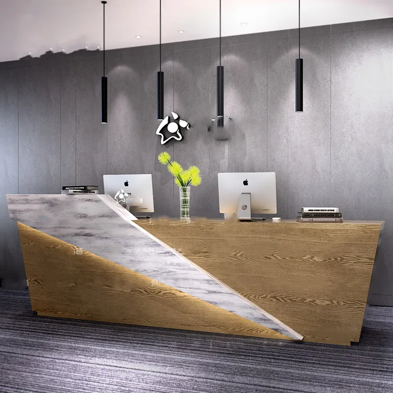 Storefront Desk Reception Offices Wooden Cashier Counter Stand Reception Counter Stainless Ufficio Tavolo Lusso Salon Furniture