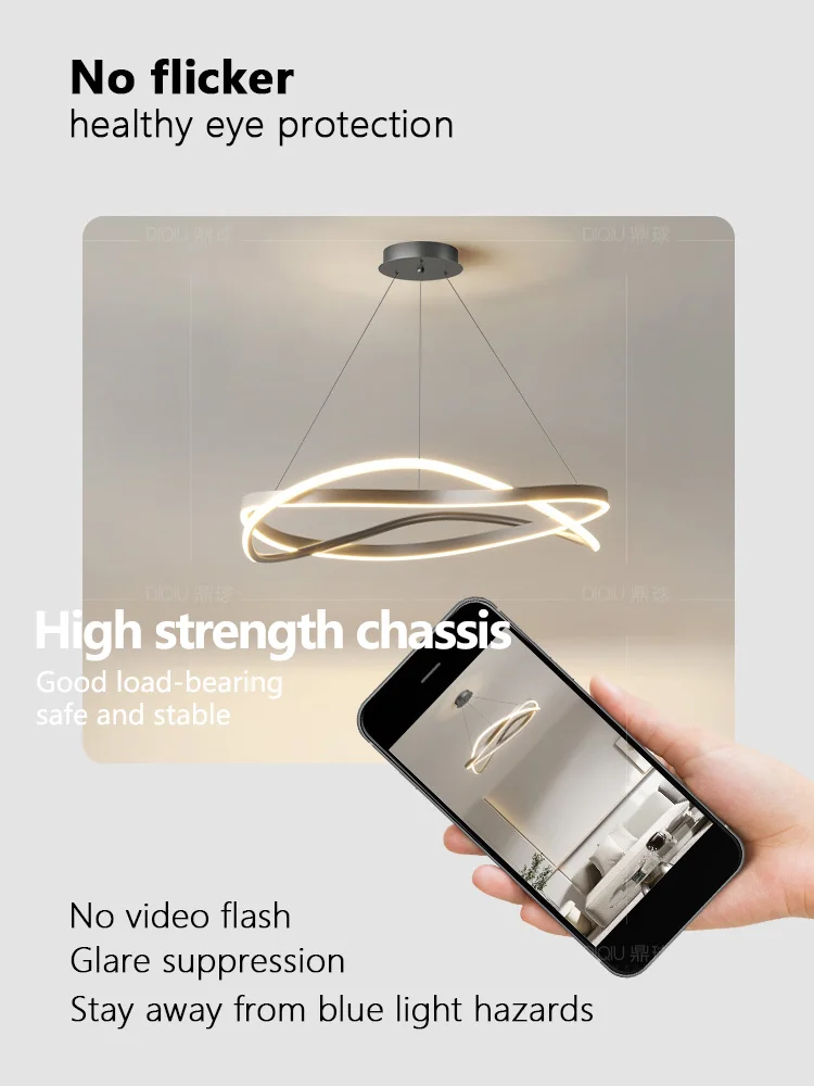 Living room lights ring chandelier home electric lamp creative minimalist lamp Modern chandelier master bedroom lamp 4