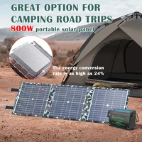 Panneau solaire pliable de 800W, chargeur solaire portable camouflage avec double port USB pour camping en camping-car et alimentation hors réseau en extérieur. 5