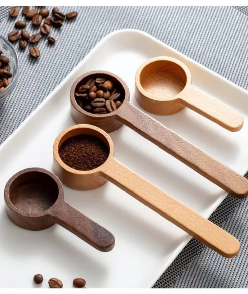 

Coffee Spoon Solid Wood Long And Short Handle Measuring Handmade Copper Coffee Bean Measuring Spoon Tools Accessories